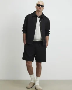 Black Pull On Faux Suedette Short