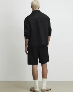 Black Pull On Faux Suedette Short