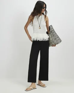 Black Pull On Textured Culottes