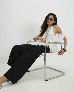 Black Pull On Textured Culottes