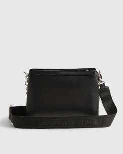 Black Quilted Monogram Crossbody Bag