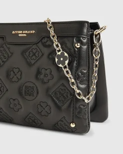 Black Quilted Monogram Crossbody Bag