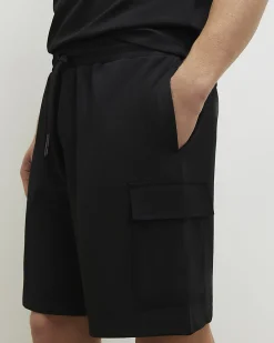 Black Regular Fit Cargo Shorts