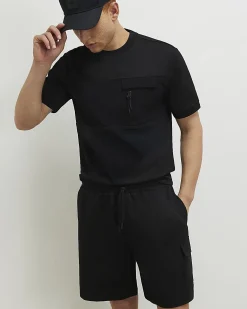 Black Regular Fit Cargo Shorts