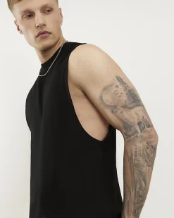 Black Regular Fit Essential Tank Top