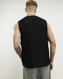 Black Regular Fit Essential Tank Top