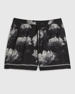 Black Regular Fit Floral Swim Shorts
