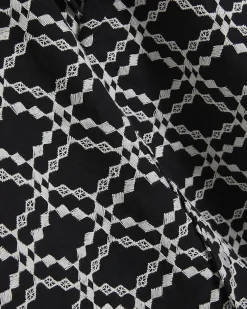 Black Regular Fit Geometric Embroidered Shirt