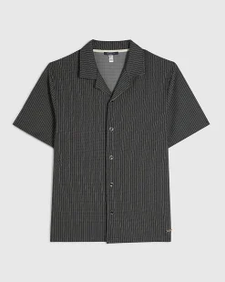 Black Regular Fit Geometric Jacquard Shirt
