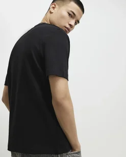 Black Regular Fit Houndstooth T-Shirt