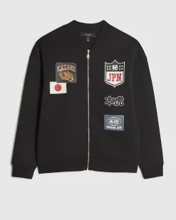 Black Regular Fit Kazaki Bomber Jacket