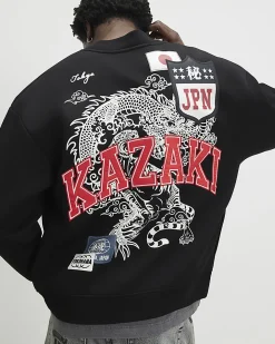 Black Regular Fit Kazaki Bomber Jacket