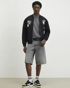 Black Regular Fit Kazaki Bomber Jacket