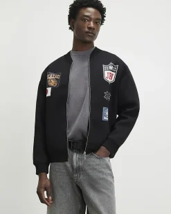 Black Regular Fit Kazaki Bomber Jacket