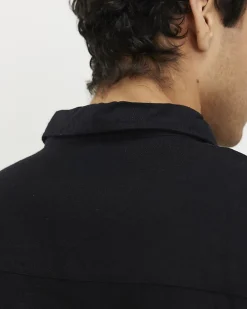 Black Regular Fit Linen Blend Shirt