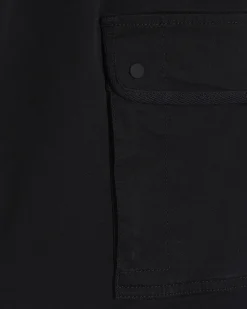 Black Regular Fit Longer Length Cargo Shorts
