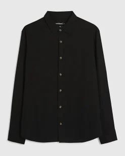 Black Regular Fit Luminus Linen Blend Shirt
