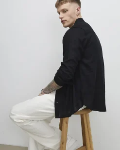 Black Regular Fit Luminus Linen Blend Shirt