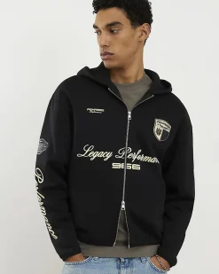 Black Regular Fit Penrose Zip Through Hoodie