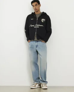 Black Regular Fit Penrose Zip Through Hoodie