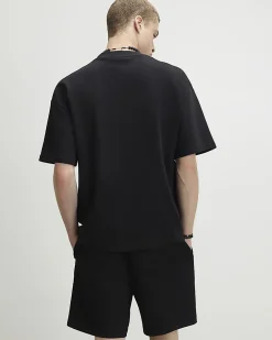 Black Regular Fit Roping Shorts