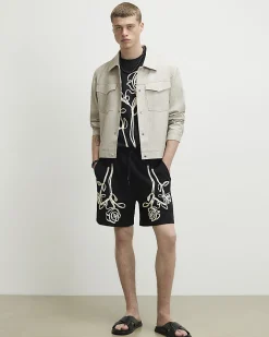 Black Regular Fit Roping Shorts