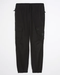 Black Regular Fit Stretch Cargo Trousers