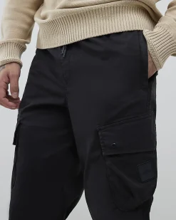 Black Regular Fit Stretch Cargo Trousers