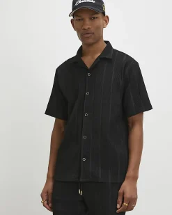 Black Regular Fit Stripe Cotton Shirt