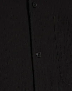 Black Regular Fit Textured Revere Shirt