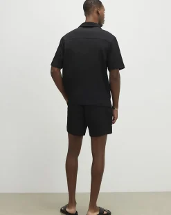 Black Regular Fit Textured Shorts