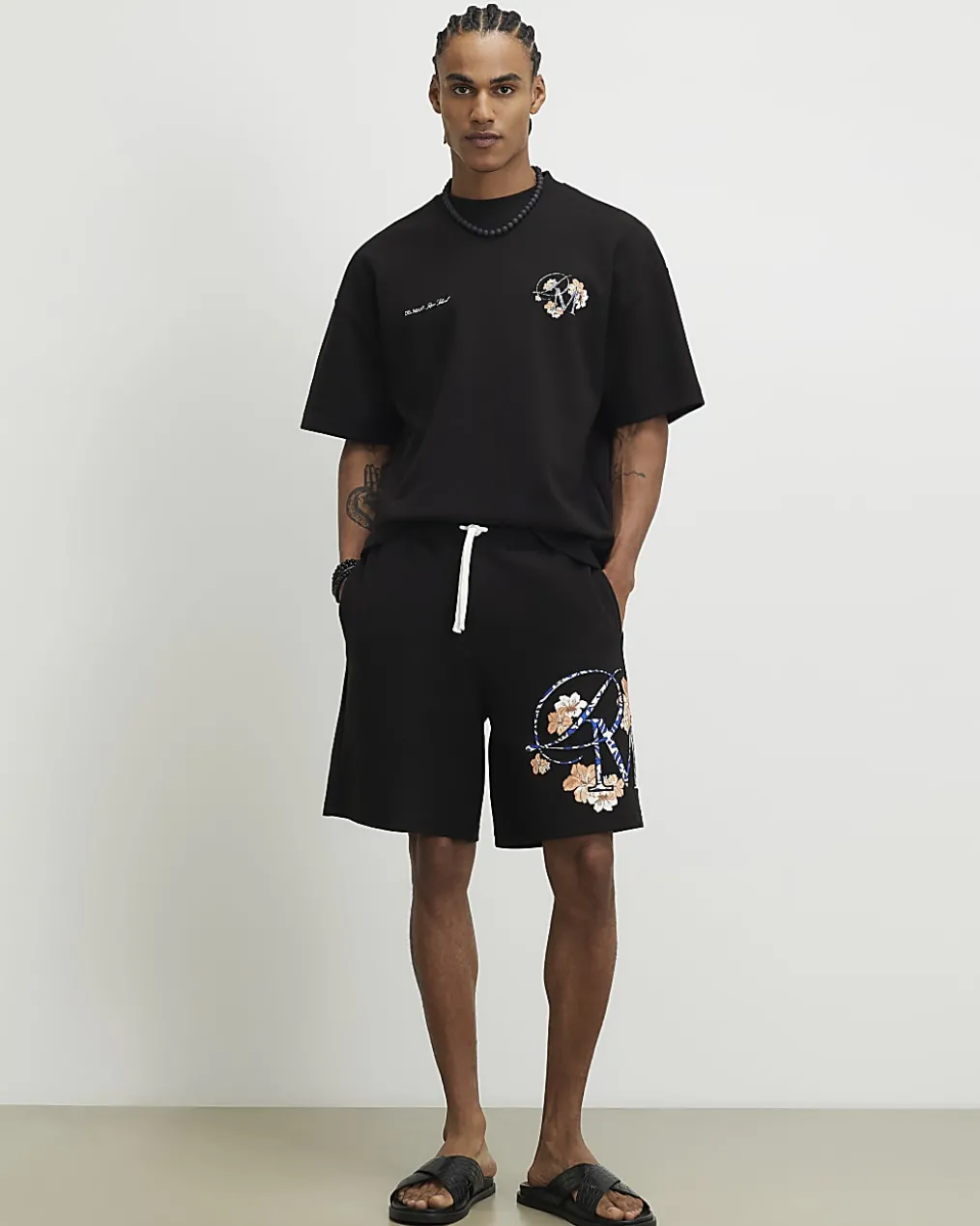 Black Regular Fit Textured Shorts