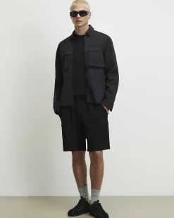 Black Regular Fit Textured Cargo Shorts