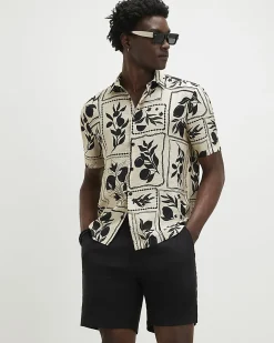 Black Regular Fit with Linen Shorts