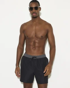 Black Regular Length Colour Block Swim Shorts