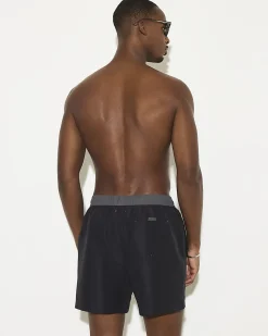 Black Regular Length Colour Block Swim Shorts