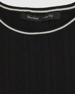 Black Ribbed Tipped Knitted Vest Top