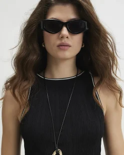 Black Ribbed Tipped Knitted Vest Top