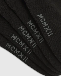 Black Ribbed Tube Pack Of 5 Socks