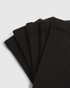 Black Ribbed Tube Pack Of 5 Socks
