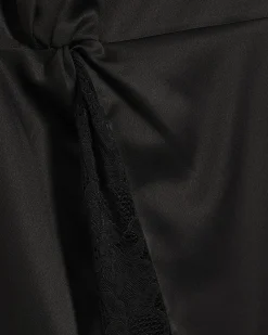 Black Satin Twist Side Mini Dress
