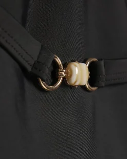 Black Shaping Belted Gold Detail Swimsuit
