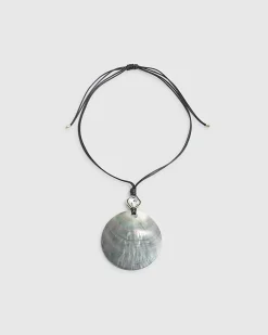 Black Shell Cord Pendant Necklace