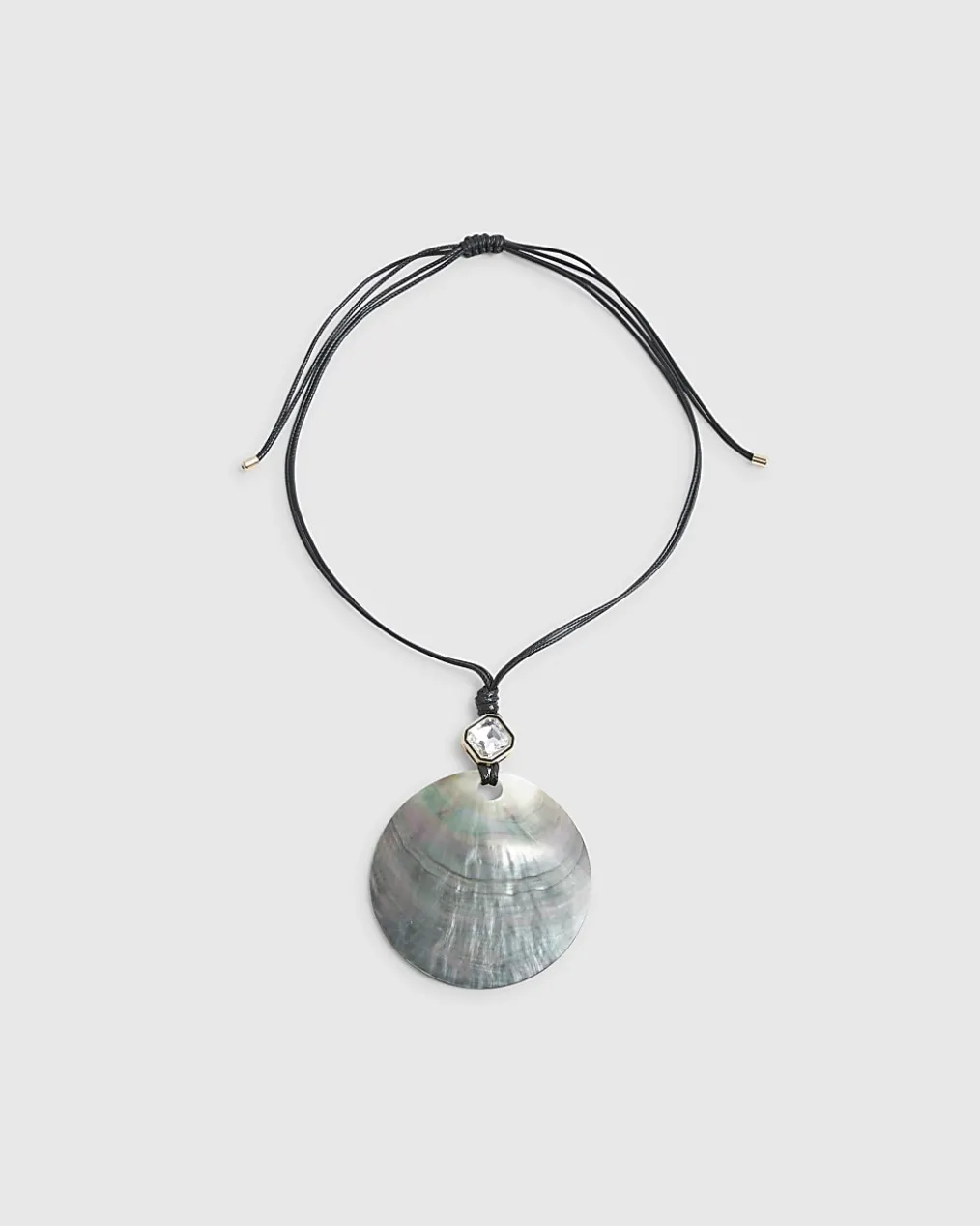 Black Shell Cord Pendant Necklace
