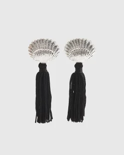 Black Shell Tassel Earrings