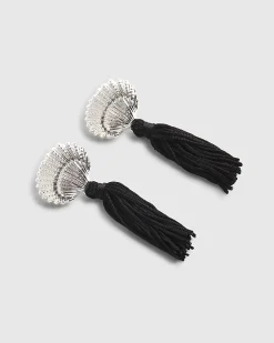 Black Shell Tassel Earrings