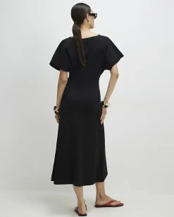 Black Short Angel Sleeve Cut Out Dress