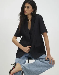 Black Short Sleeve Blazer