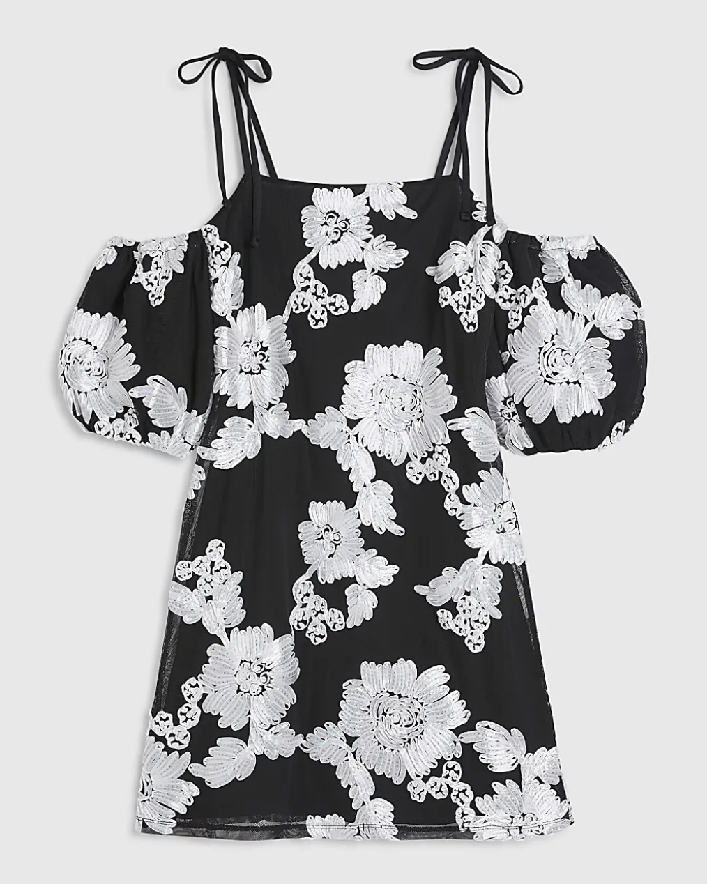Black Short Sleeve Cornelli Mini Dress