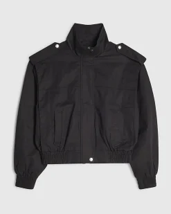 Black Shoulder Detail Bomber Jacket